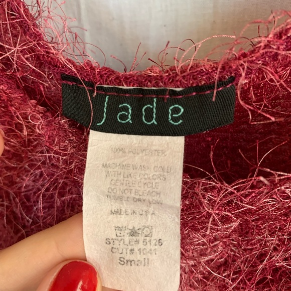 Jade Pink Fuzzy Knitted Ultra Crop Top Bra Womens Size S - Picture 3 of 5